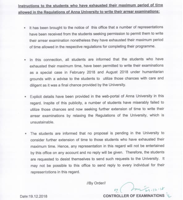 Anna University to hold special arrears exams