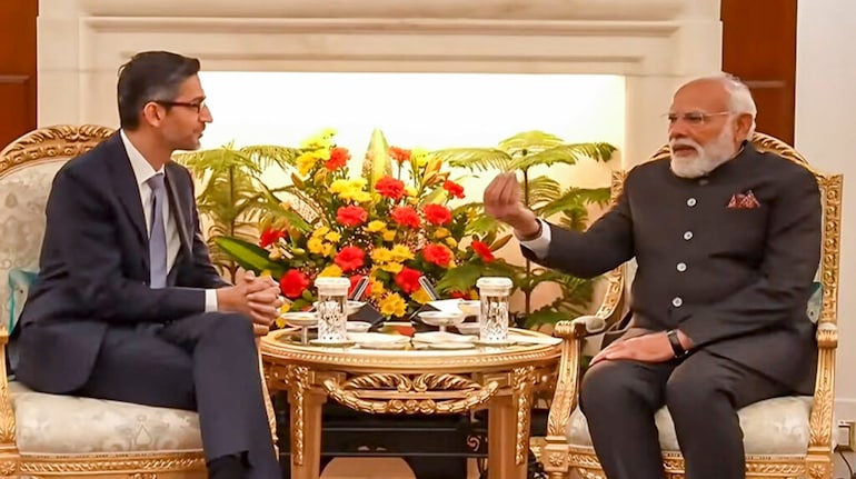 Modi meets Google CEO Sundar Pichai at AI Summit