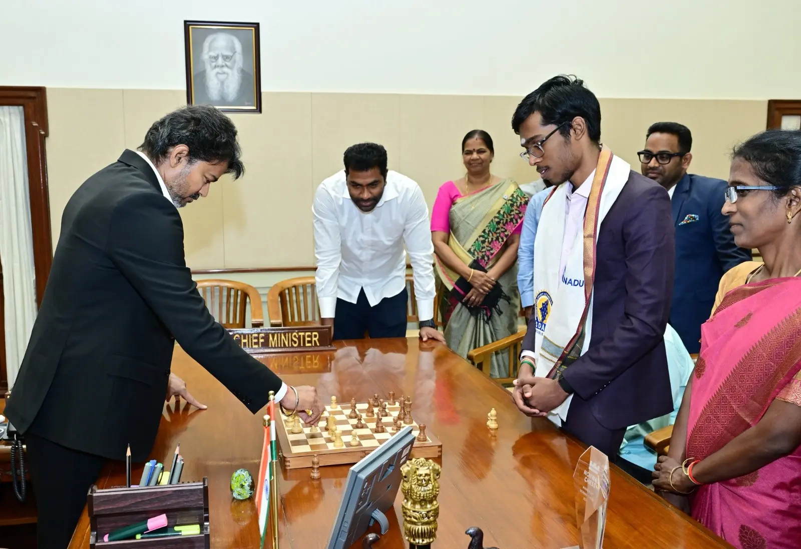 Vijay plays chess with Praggnanandhaa, Awards Rs 50 lakh for Norway Chess triumph