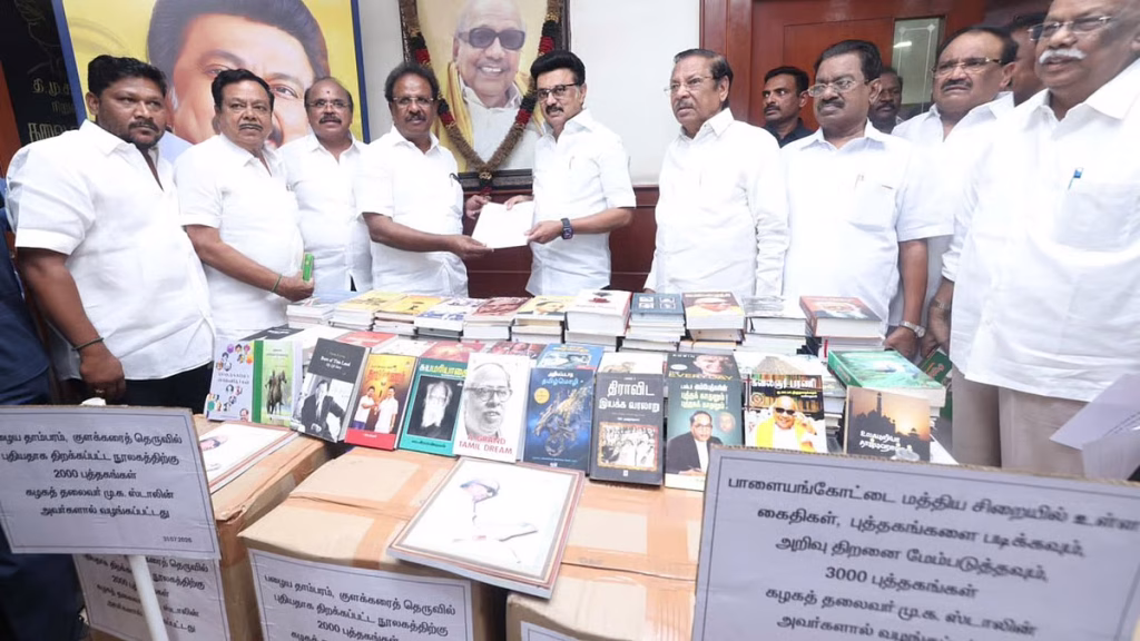 MK Stalin donates books to Palayamkottai prison
