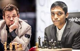 Carlsen and Praggnanandhaa draw in the first game of the finals