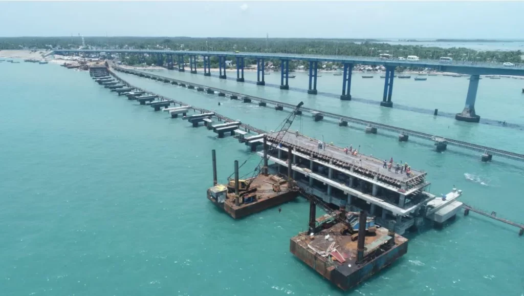‘New Pamban bridge construction in full swing’