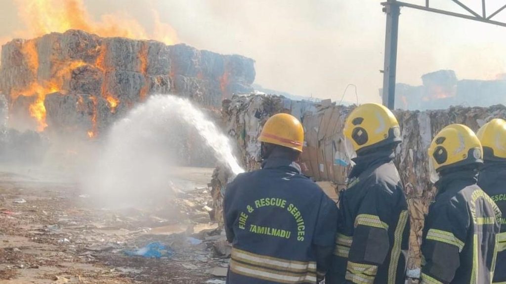 Massive fire at paper mill in Tirunelveli