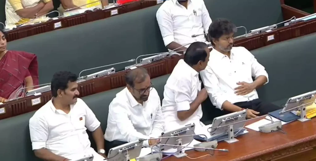 Vijay breaks Assembly seating convention